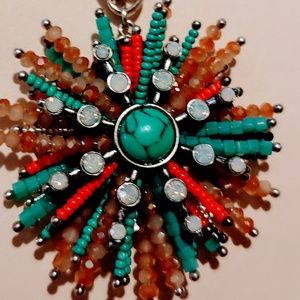 Stunning Turquoise Starburst Silver Necklace